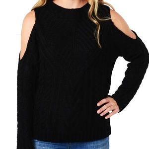 BLACK COLD SHOULDER SWEATER